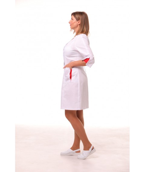 Medical gown Genoa White-red 3/4