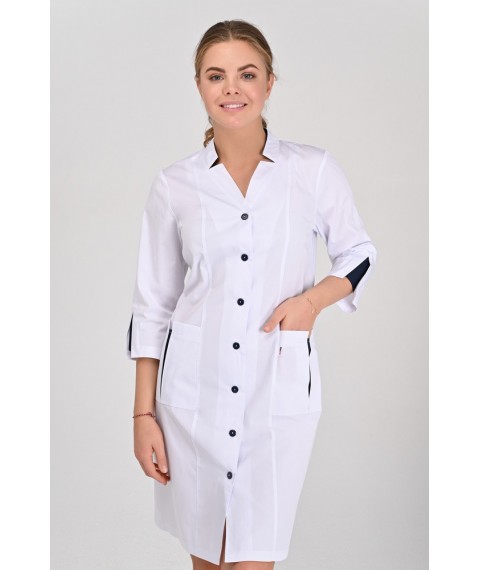 Medical gown Genoa White/Dark blue (button)