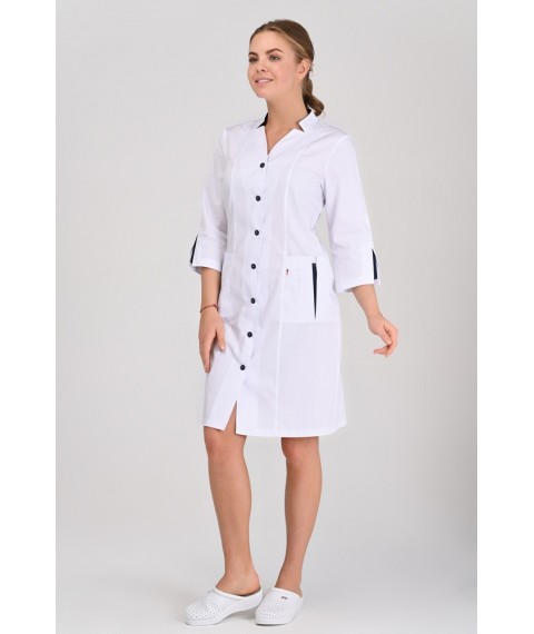 Medical gown Genoa White/Dark blue (button)