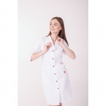 Medical gown Arizona, White (red button) 3/4