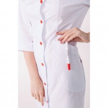 Medical gown Arizona, White (red button) 3/4