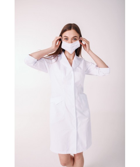 Medical gown Arizona, White (white button) 3/4