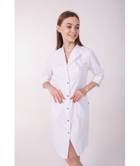 Medical gown Arizona White (red button) 3/4