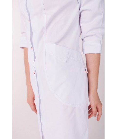 Medical gown Arizona White (red button) 3/4