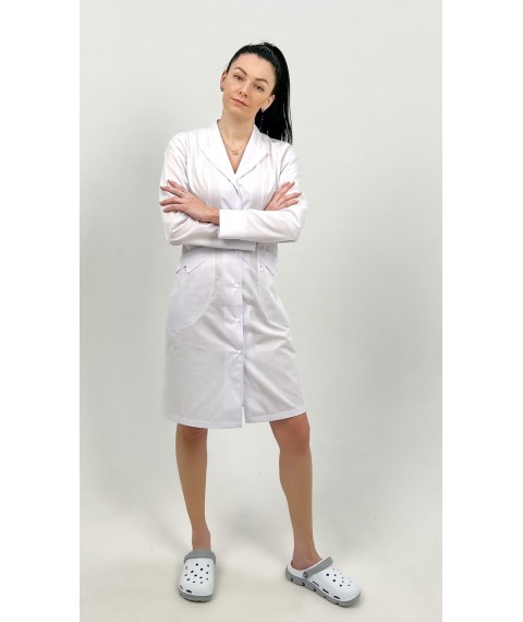 Medical gown Arizona White DR (white button), Long sleeve