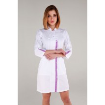 Medical gown Virginia, White-lavender 3/4