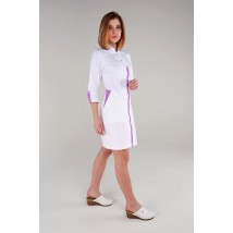 Medical gown Virginia, White-lavender 3/4
