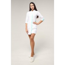 Medical gown Virginia White-Mint 3/4