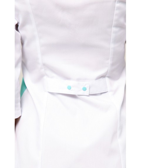 Medical gown Virginia White-Mint 3/4