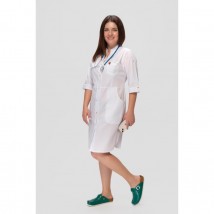 Thin medical gown Sicily White (colored button)