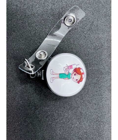 Telescopic badge holder (nurse with syringe)