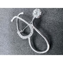 Medical jewelry (large rhinestone phonondoscope) silver