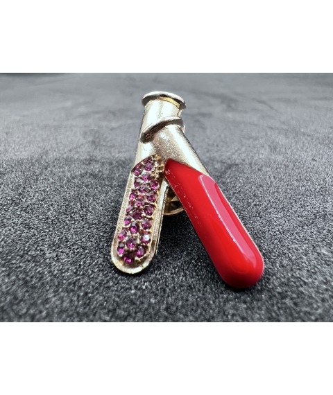 Medical jewelry (red test tube + pink rhinestones)