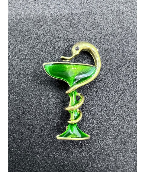 Medical jewelry (bowl with snake) green