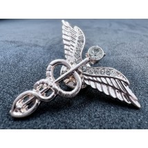 Medical jewelry (caduceus rose gold with stone)