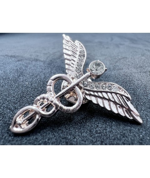 Medical jewelry (caduceus rose gold with stone)