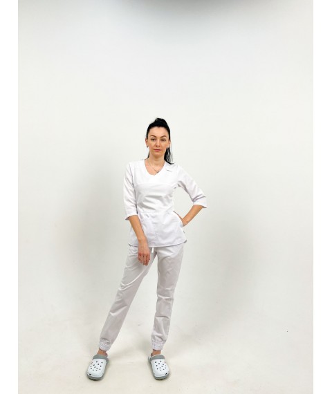 Medical suit Celeste, White 3/4