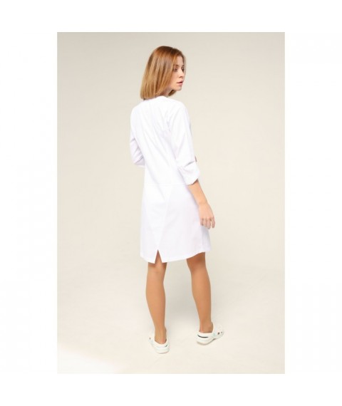 Medical gown Siena White - red stitching, 3/4