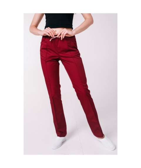 Medical pants with pockets for women, Bordeaux 48