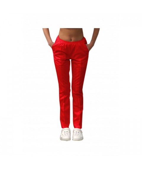Медицинские штаны с карманами женские, Красные 62