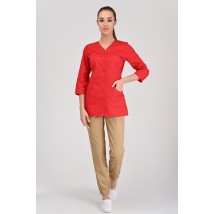 Medical jacket Alanya (button) 3/4, Red 46