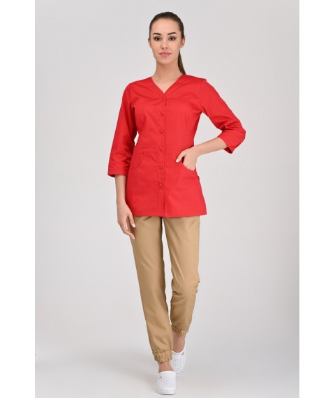 Medical jacket Alanya (button) 3/4, Red 46