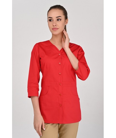 Medical jacket Alanya (button) 3/4, Red 48