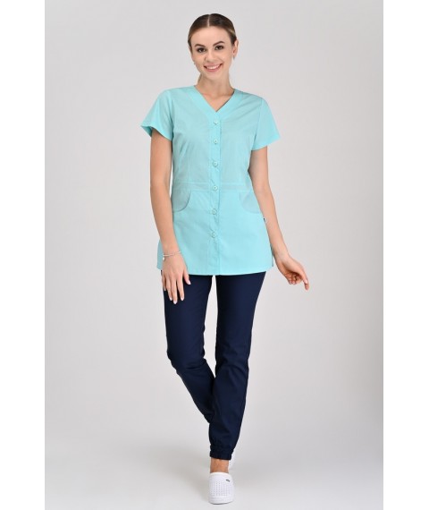 Medical jacket Alanya (button) Mint, Short Sleeve 42