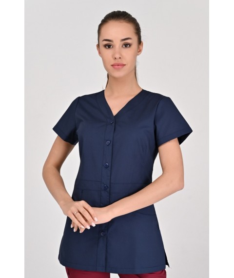 Medical jacket Alanya (button) Dark blue, Short Sleeve 44