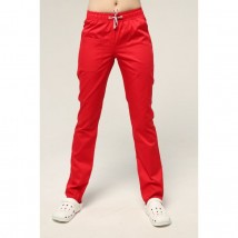 Медицинские штаны женские прямые, Красные 48