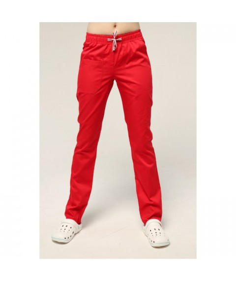 Медицинские штаны женские прямые, Красные 50