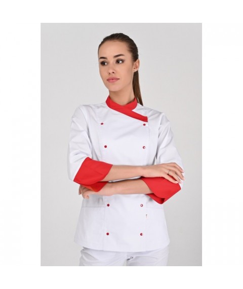 Chef's jacket Bordeaux 2, White-red 3/4 42