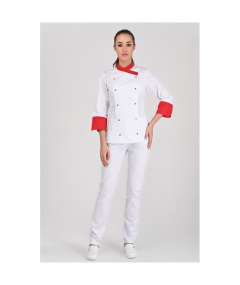 Chef's jacket Bordeaux 2, White-red 3/4 42