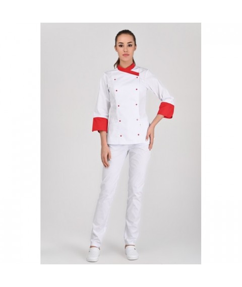 Chef's jacket Bordeaux 2, White-red 3/4 58