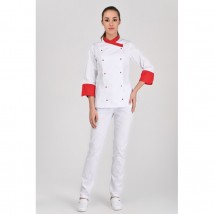 Chef's jacket Bordeaux 2, White-red 3/4 66