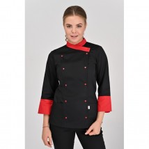 Chef's jacket Bordeaux 2, Black-red 3/4 42