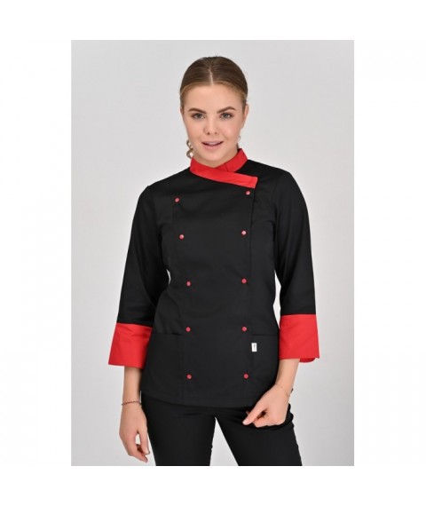 Chef's jacket Bordeaux 2, Black-red 3/4 44