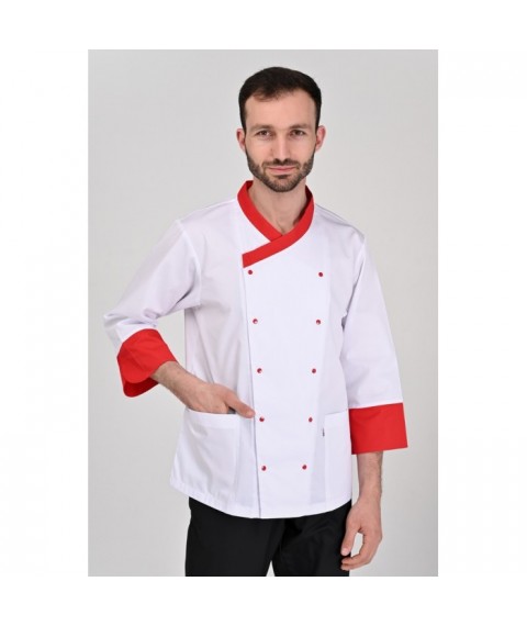 Chef's jacket Brussels, White-red 3/4 48
