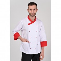 Chef's jacket Brussels, White-red 3/4 50