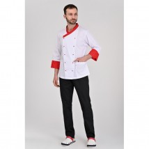 Chef's jacket Brussels, White-red 3/4 52