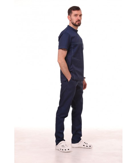 Medical suit Rome Dark blue, blue stitching 46