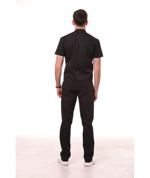 Медицинский костюм Рим чёрный, строчка темно-серая 46