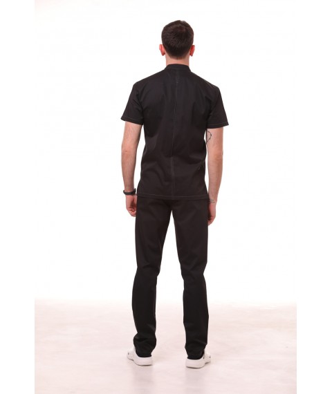 Medical suit Rome black, dark gray stitching 50