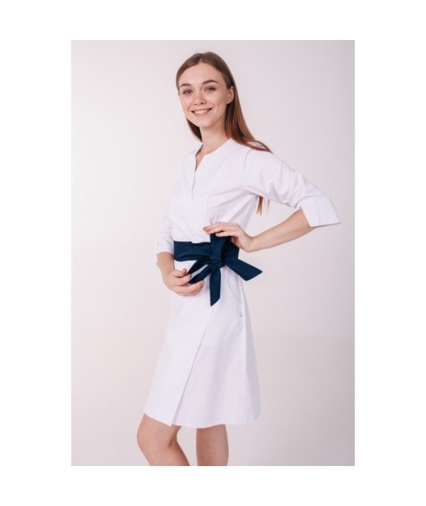 Women's medical gown Verona White/Dark blue