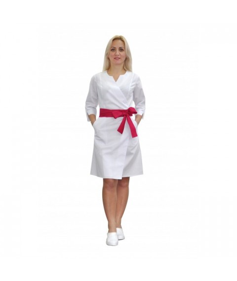 Women's medical gown Verona White-Crimson