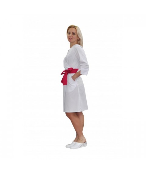 Women's medical gown Verona White-Crimson