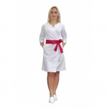 Women's medical gown Verona White-Crimson 48