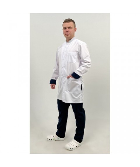 Medical shortened robe Bonn White/Dark blue 44