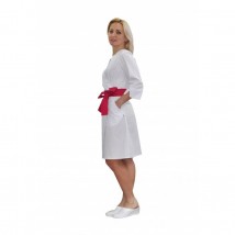 Women's medical gown Verona White-Crimson 66