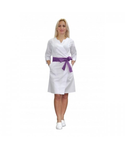 Медицинский халат женский Верона Белый-фиолетовый 46